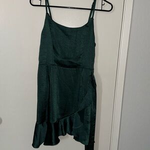 Dark green mini dress with tie